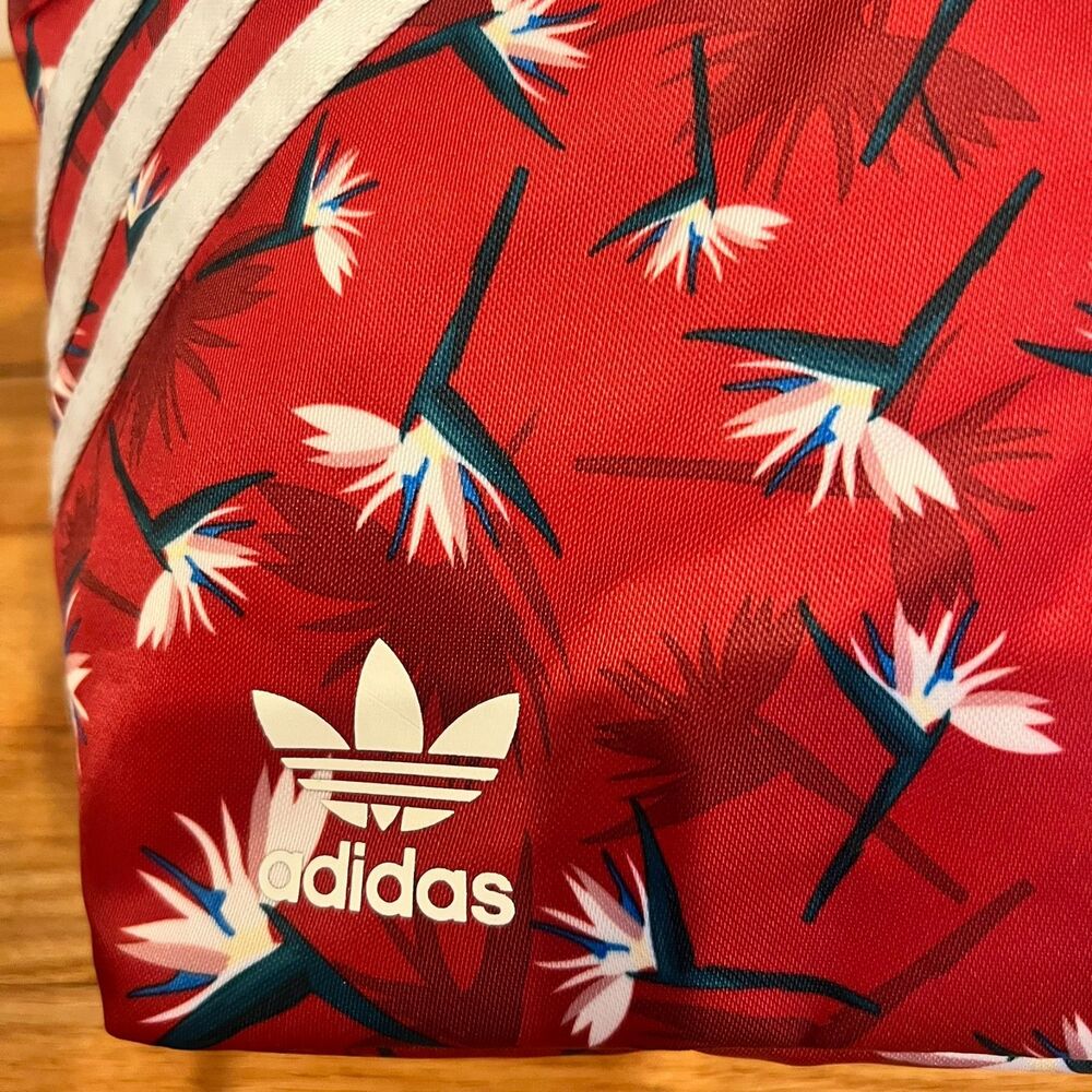 adidas Originals Mini Bucket Backpack - Red Bird of Paradise Floral Trefoil Bag - Picture 4 of 7